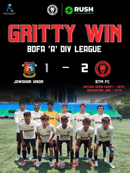 A gritty 2-1 win against Jawahar Union. We were reduced to 9 men but the team rallied to hold on for the three points. A true display of character.