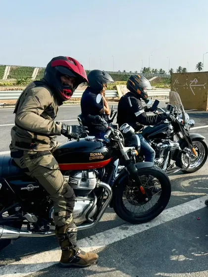 Paused on the highway with the group. We always take short breaks to regroup and plan the next leg of the journey.