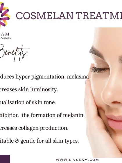 Our Cosmelan treatment is a powerful depigmentation therapy designed to combat hyperpigmentation and melasma. Its benefits include reducing dark spots, increasing skin luminosity, and evening out skin tone by inhibiting melanin formation.
