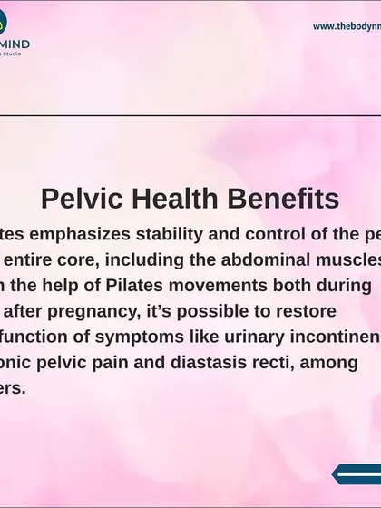 This infographic highlights the pelvic health benefits of postnatal Pilates. By re-engaging the deep core and pelvic floor, we can address common postpartum issues like urinary incontinence and diastasis recti.