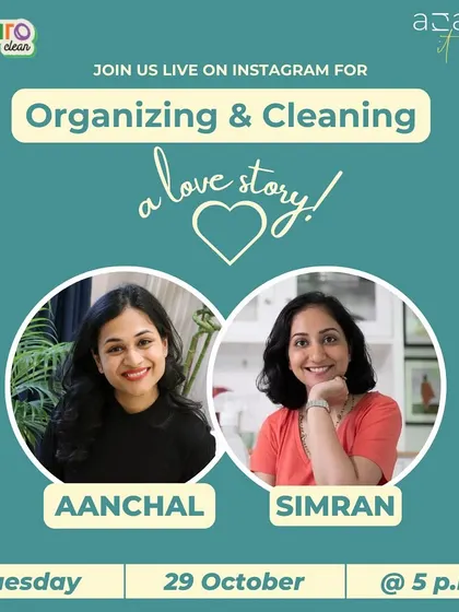 Announcing an Instagram Live with Koparo Clean. We called it "Organizing & Cleaning: A Love Story" because while they are different, one is incomplete without the other.