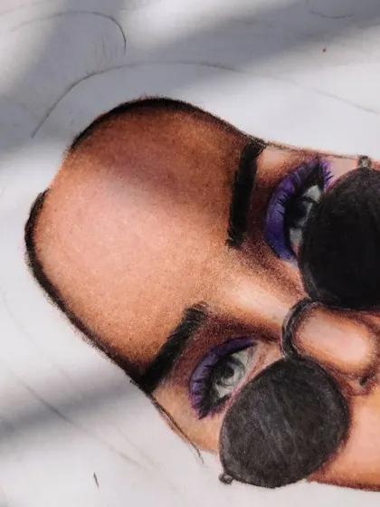 Another detail shot of the imaginative portrait, showing the skin texture.