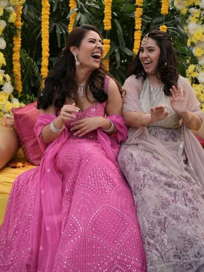 A collection of my brides looking stunning for their reception, sangeet, and cocktail parties. Each look is customized to match their outfit and personality.