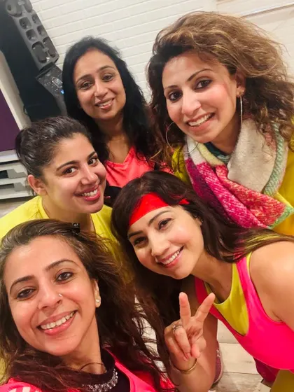 A happy selfie with my fitness tribe during our 80s Aerobics workshop. These moments of connection and shared joy are what make our community so special.