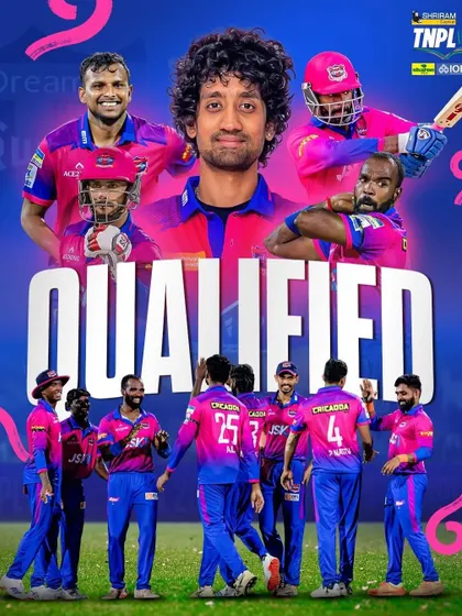 "Qualified." A graphic marking our team's progress in the TNPL tournament. Consistency is key in a long competition.