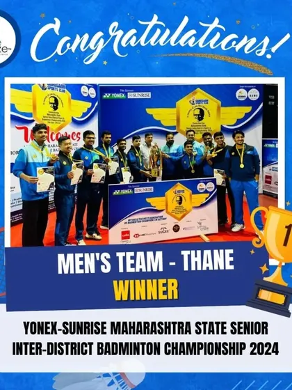 Celebrating the Men's Team from Thane as the winners of the state senior inter-district championship. We are proud to have contributed to the development of players across districts.
