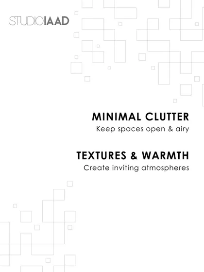A graphic highlighting the importance of minimal clutter and warm textures for creating inviting atmospheres.