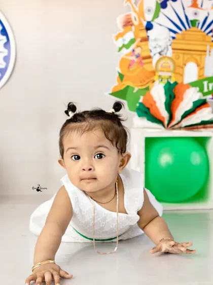 This little patriot is crawling towards the camera during her Independence Day themed photoshoot.