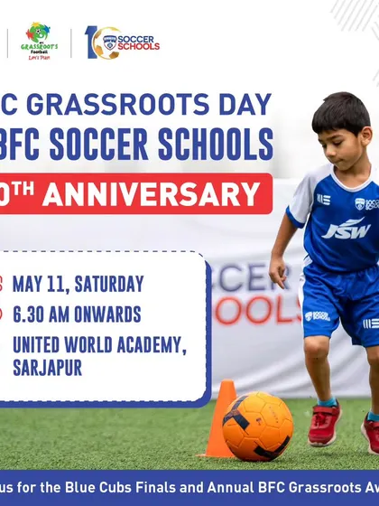 An invitation to celebrate AFC Grassroots Day and the 10th Anniversary of BFC Soccer Schools at the United World Academy.