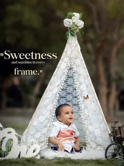 Sweetness in every frame. This outdoor first birthday portrait captures a moment of pure innocence in our lace teepee setup.