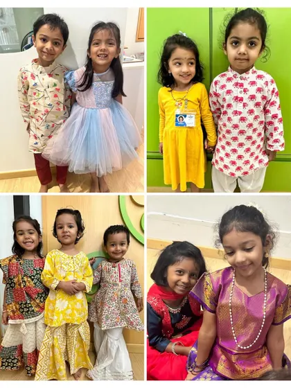 A glimpse into our festive celebrations, including Independence Day, Janmashtami, Ganesh Chaturthi, Diwali, and Christmas. Children participate in flag hoisting, dress in traditional attire, create festive crafts, and learn the significance of each occasion, fostering a deep appreciation for our diverse culture.