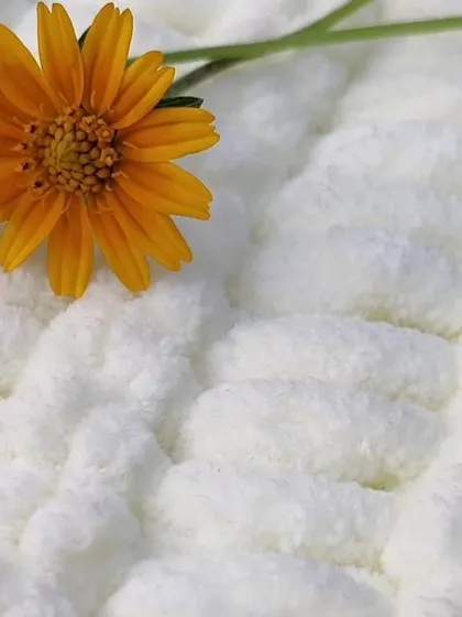 A detail shot of the incredibly soft and plush Blankie yarn I use for baby blankets.