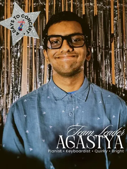 Agastya, a quirky and bright pianist, brings unmatched creativity to his role as Team Leader. He adds color and offbeat ideas that make his team's music unique.