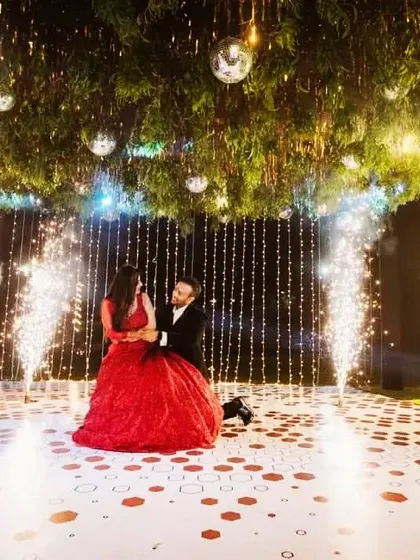 A dramatic dip surrounded by cold fire pyrotechnics. I coordinate with event planners to time these special effects perfectly with the choreography.