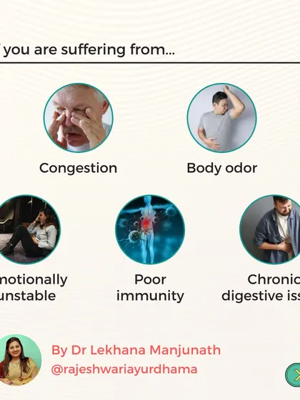 Poor immunity, chronic digestive issues, congestion, and emotional instability are often linked to a build-up of toxins ('Ama'). Our detoxification plans help clear this accumulation and strengthen your body's defenses.