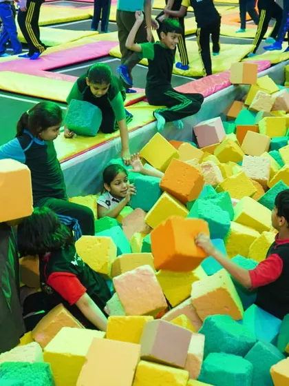 The foam pit is another favorite, offering a soft place to land after a big jump. It’s all about safe and unstructured fun for students.
