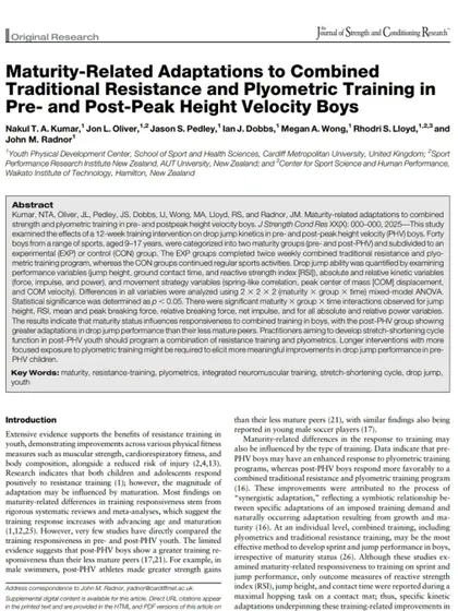 A look at my recently published paper in the Journal of Strength and Conditioning Research, examining maturity-related adaptations to training in youth athletes. My coaching is directly informed by my academic research.