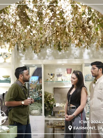 My team and I engaging with guests at the ICWF booth. We are dedicated to explaining the craftsmanship and story behind each of our curated pieces.