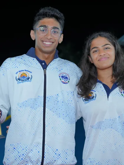 A close-up of our individual champions, Aneesh and Hashika.