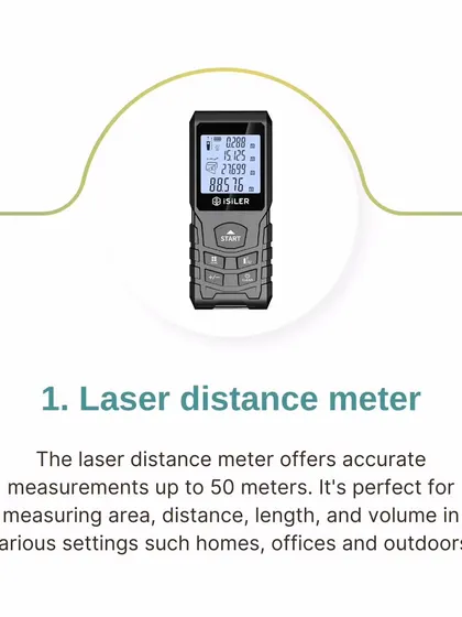The laser distance meter is a game-changer for planning. It gives us accurate measurements of rooms and closets, which is essential for our space mapping process and for procuring the right products.