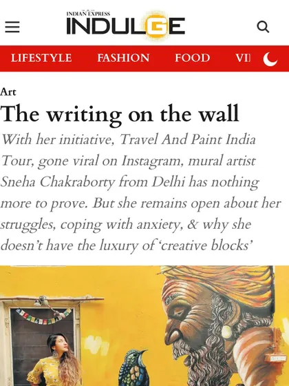The digital feature in Indian Express Indulge, highlighting my 'Travel And Paint India Tour' and my open discussion about the realities of being a full-time artist.