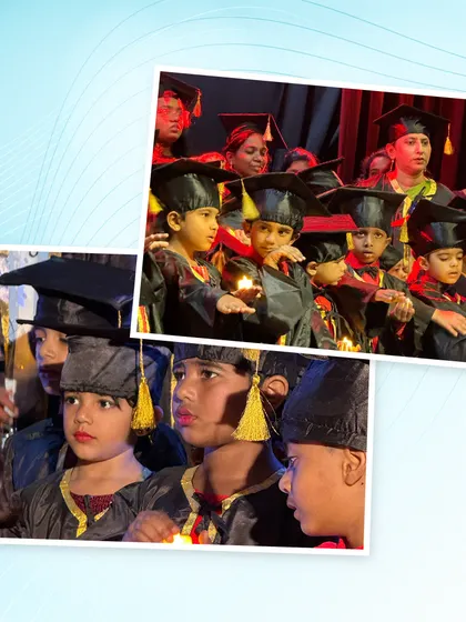 Our youngest graduates in their caps and gowns, holding candles to symbolize the light of knowledge they will carry forward. A truly heartwarming sight.