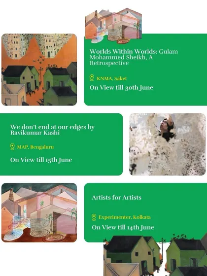 Across cities and continents, art continues to ask questions and bring people together. This month, we’re spotlighting six exhibitions that push boundaries, including shows in Bengaluru, Kolkata, and Saket.