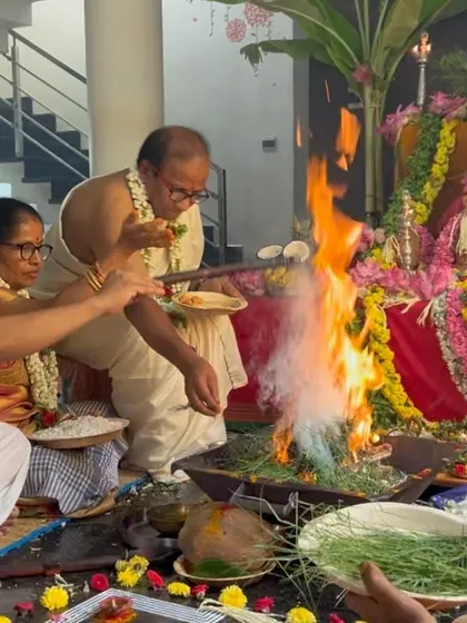 My parents making offerings to the sacred fire. They chose to be where they are so that I could grow and shine. It is our dharma to serve them and cherish them.