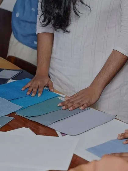 Hands-on interaction with textile samples.