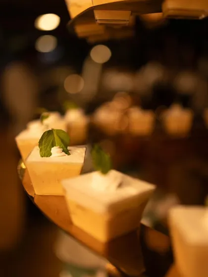A close-up of our mini mousse dessert cups.