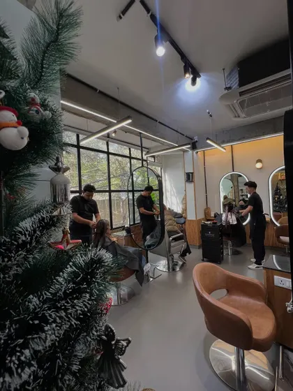 The salon decorated for the holidays. I love making the space feel festive and special for my clients during different times of the year.