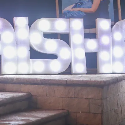 Another view of the 'MAISHA' marquee sign. We can create custom signs for any name or hashtag to add a personalized, high-impact feature to your event entrance or stage area.