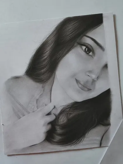 Another angle of the hair detail portrait in progress.