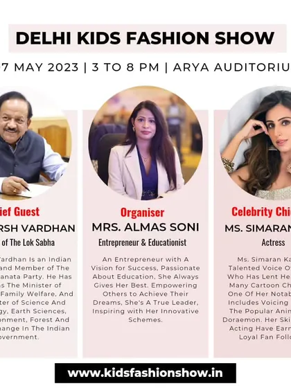 A snapshot of our esteemed guests for the Delhi Kids Fashion Show and Talent Competition. Having leaders like Dr. Harsh Vardhan and celebrities like Ms. Simaran Kaur adds great prestige to the event.