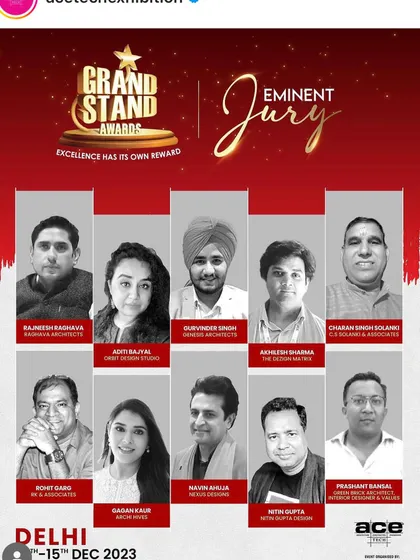 My partner Akhilesh Sharma was also part of the Eminent Jury at the Acetech Grand Stand Awards. Our collective expertise is something we bring to every project we undertake.