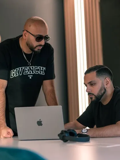 A look inside our creative process. Here I am with my partner, planning the technical and creative details for an upcoming event.