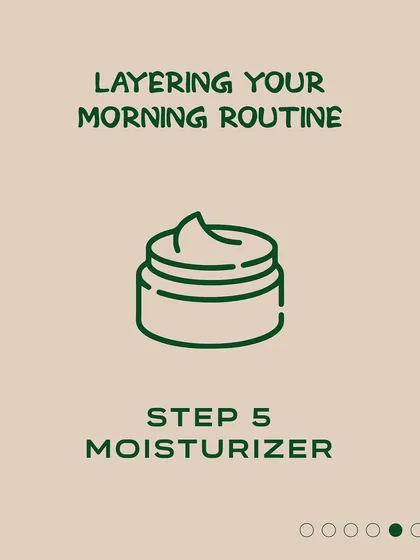 This visual emphasizes the importance of moisturizer in your morning routine. It seals in all the beneficial ingredients from your serums and keeps your skin hydrated.