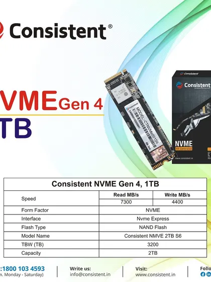 This 2TB NVMe Gen 4 SSD offers top-tier performance with read speeds of 7300 MB/s and write speeds of 4400 MB/s. With a massive 3200 TBW endurance, it's built to last.