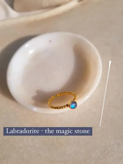 This is my 'sūkra' Labradorite Venus Ring, the magic stone. It possesses powerful vibrations and meditating powers.