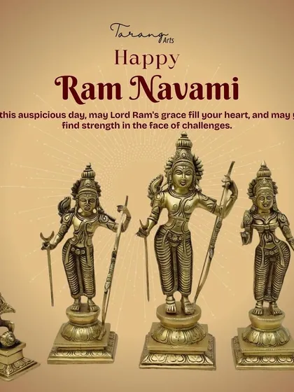 Our brass Ram Parivar set, featuring Rama, Sita, Lakshmana, and a devoted Hanuman, is perfect for celebrating Ram Navami. Each idol is crafted to stand together as a complete divine family, symbolizing righteousness, devotion, and harmony.