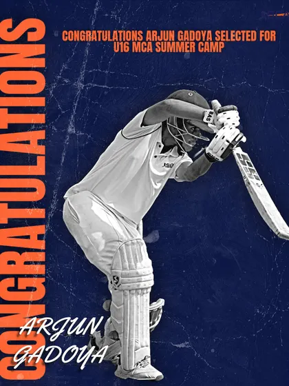 Another one of our talents, Arjun Gadoya, selected for the U-16 MCA Summer Camp. His hard work and performances have been rightfully recognized.