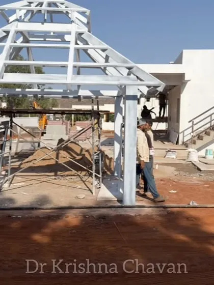 Another view of the gazebo structure during the construction phase.