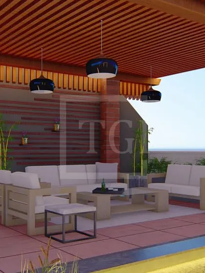 A duplicate of ID 154, this render shows the covered lounge area in the Gurgaon project.