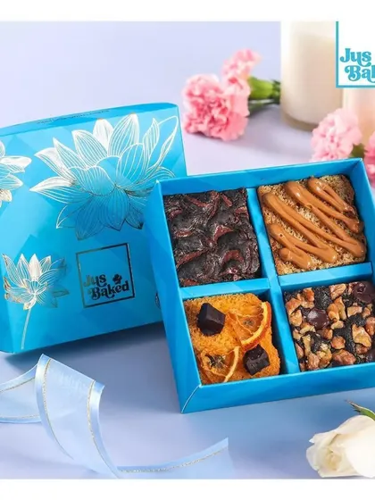 Our 'Mini Celebration Box' for Ganpati, filled with an assortment of our most popular brownies.