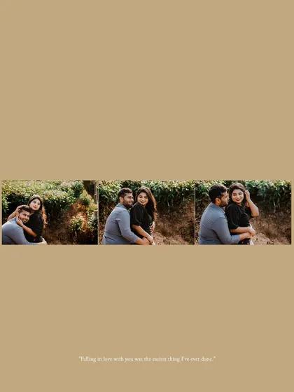 A panoramic collage of a couple's intimate moments in a tea garden, telling a story of their love.