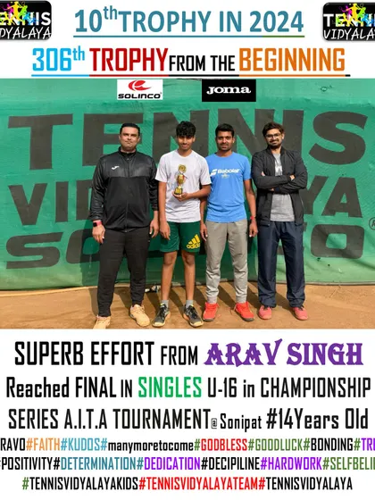 A superb effort from 14-year-old Aray Singh, reaching the singles final in the U-16 Championship Series AITA Tournament.