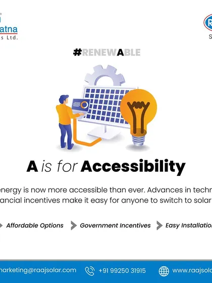 A is for Accessibility. Solar energy is now more accessible than ever. Advances in technology and financial incentives make it easy for anyone to switch to clean, affordable solar power.
