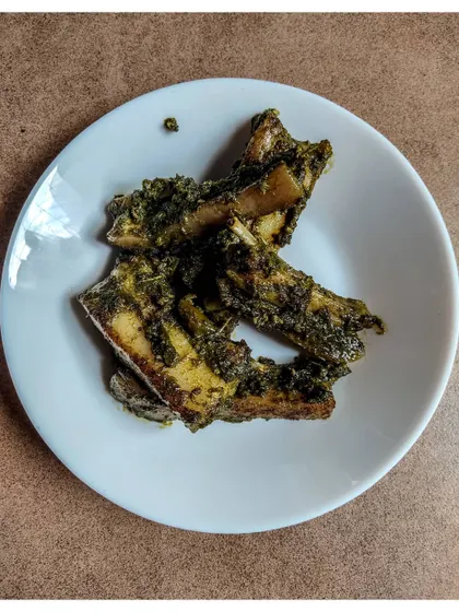 Another shot of my Lemon Coriander Ribs, showcasing the zesty green masala that coats the tender pork.