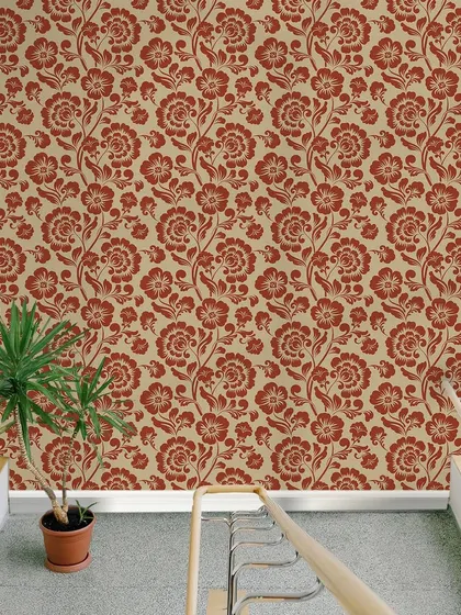 A hallway adorned with our Autumn Blossom wallpaper becomes a beautiful and inviting passage. The continuous pattern creates a sense of warmth and flow throughout the space.