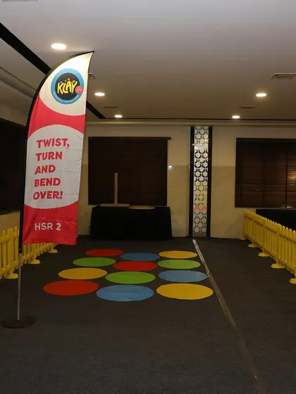 A duplicate shot of the "Twist, Turn and Bend Over" game setup.